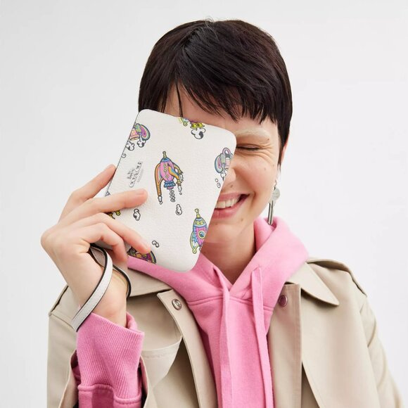 Coach Cosmic Coach Corner Zip Wristlet With Rocket Print - Picture 3 of 9